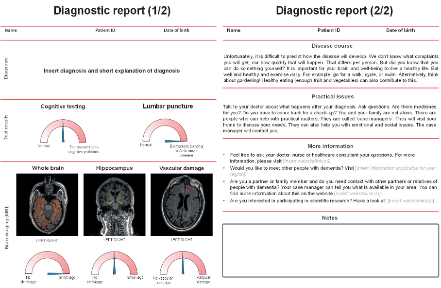 The design of the hard-copy diagnostic report.