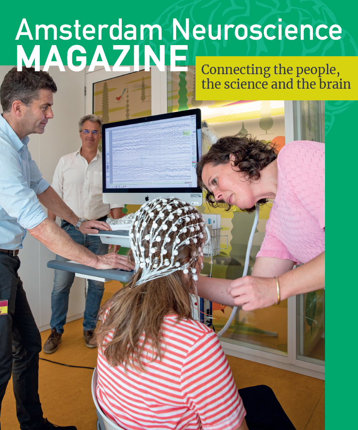 Cover of the Amsterdam Neuroscience Magazine 2020 with Hilgo Bruining and his colleagues