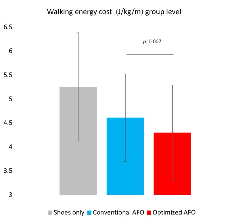 Figure showing the walking energy cost at group level