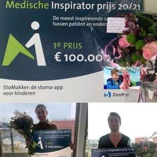 Picture of Marlies Schijven with the Medical Inspirator Award 20/21