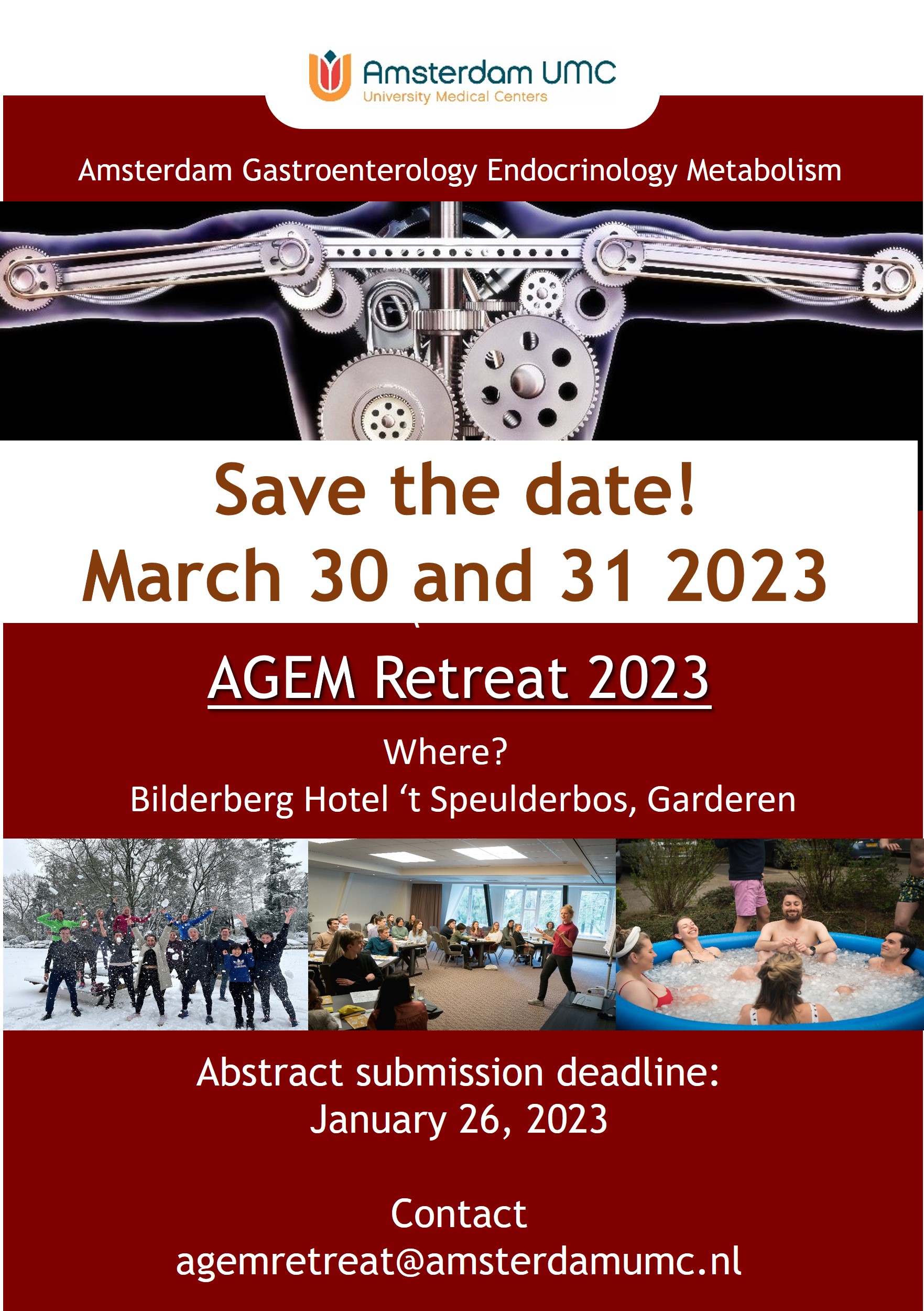 Save the date poster AGEM retreat 2023