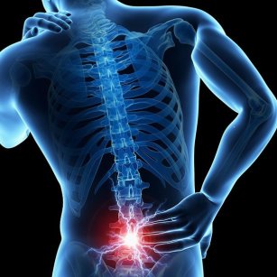 Figure with pain in the lower back